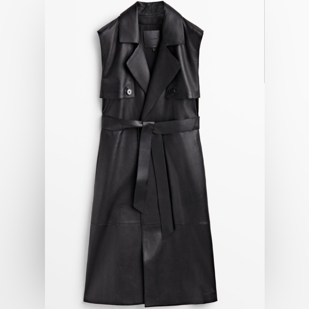 Massimo Dutti Black Sleeveless Trench Coat Size S